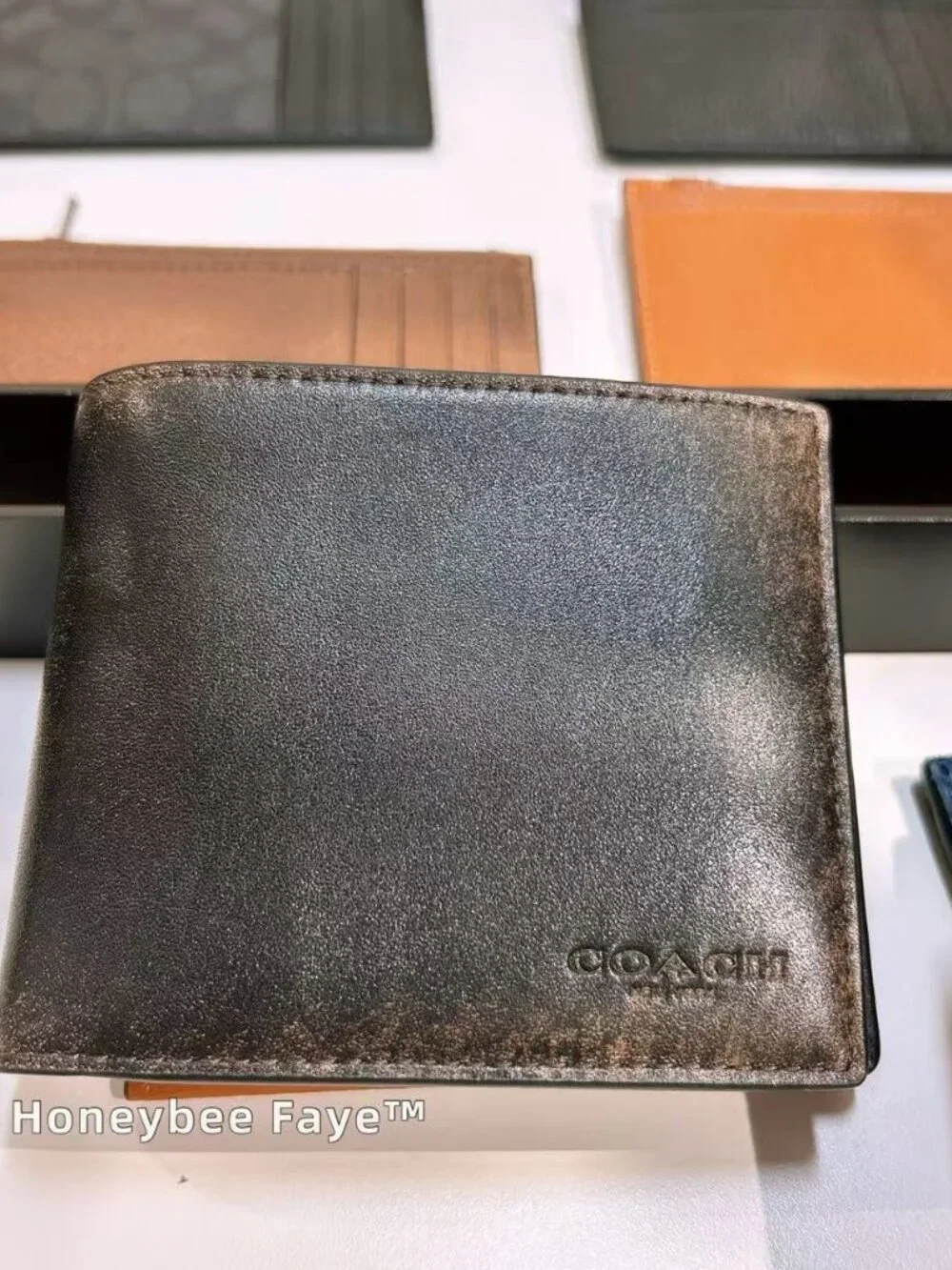 NWT Coach MEN's 3-In-1 3-In-1 Wallet In Loved Leather CEU74 Black Brown